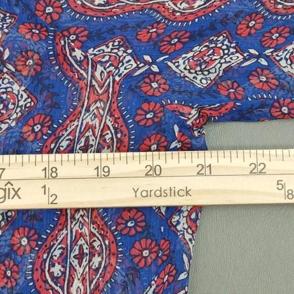 Lucky Brand Peasant Top Womens Medium Blue Sheer Lace Crochet Boho Vibe - Picture 11 of 13